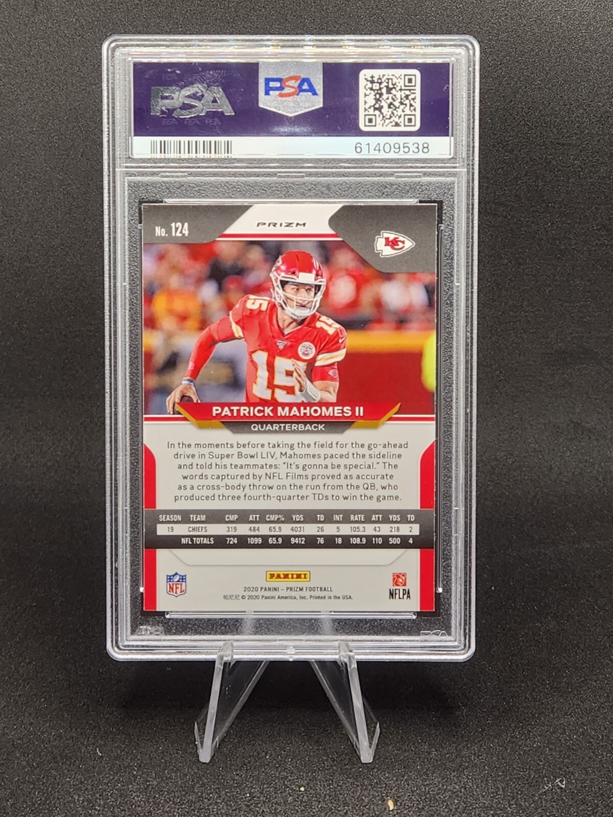2020 PANINI PRIZM #124 PATRICK MAHOMES II DISCO PRIZM GRADED PSA 9 MINT