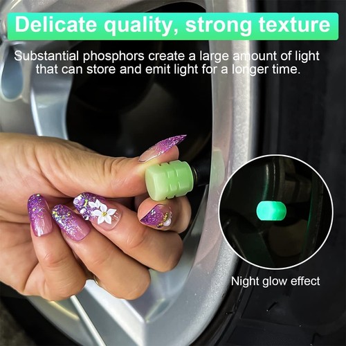 8PCS Yellow Fluorescent Car Bike Tire Valve Luminous Cap Valve Stem Caps Univers - Picture 3 of 15