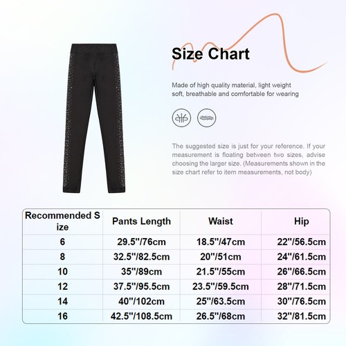 Kids Girls Trousers Practice Pants Rhinestones Bottoms Workout Leggings Jazz - Picture 24 of 31