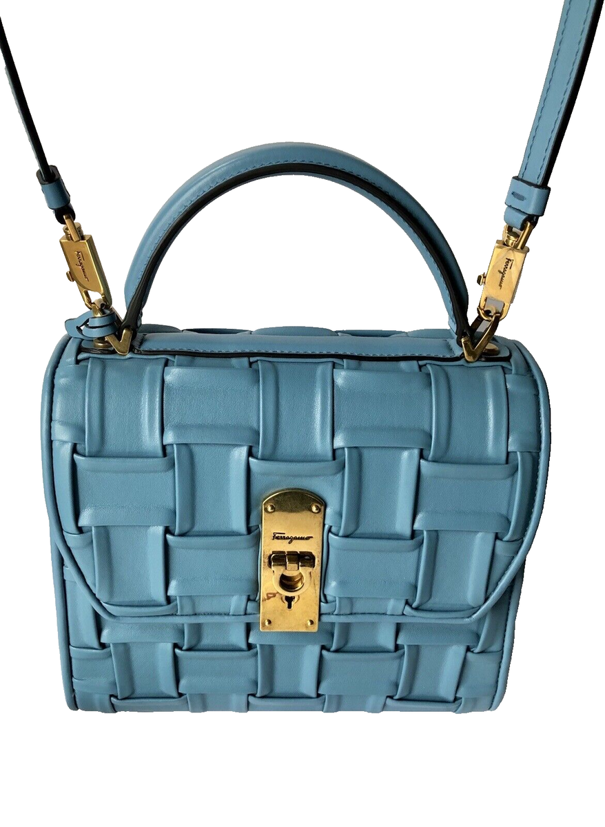 SALVATORE FERRAGAMO $2500 Medium BOXYZ BAG Scandinavian Sky SALVATORE FERRAGAMO $2500 Medium BOXYZ BAG Scandinavian Sky