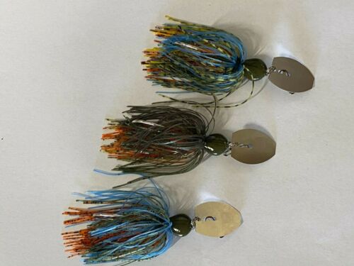 Vibrating Bladed Jig Custom Made Lot Of 3 / Perch Choose weight 3/8 1/2 3/4 oz  - Picture 1 of 7