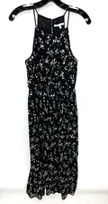 Collective Concepts Jumpsuit Womens Medium Black Floral Sleeveless Pleated 