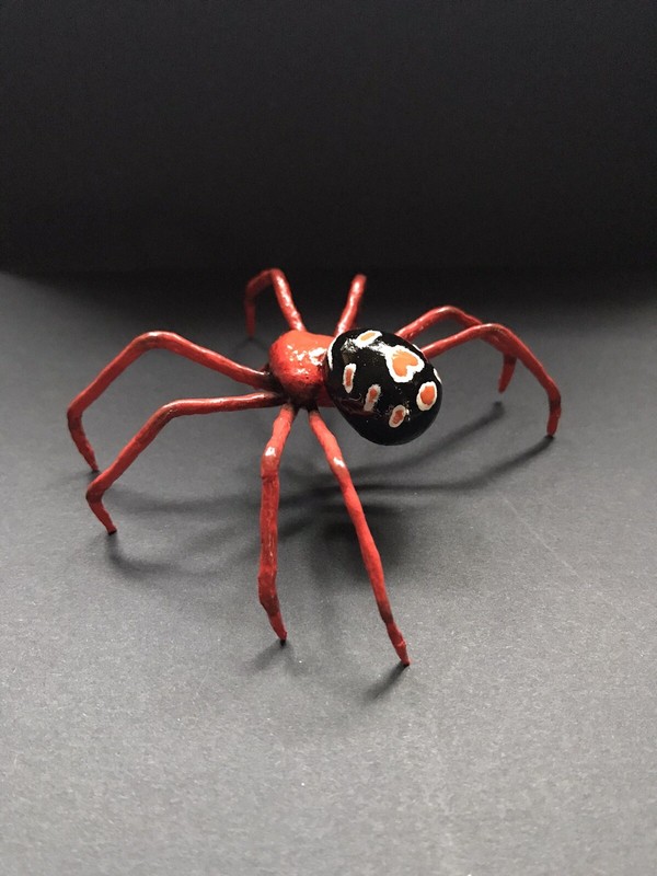 Handmade Hand-painted 4" Red (Black) Widow Spider Arachnid Figurine Replica