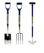 3er Set Edelstahl Grenze Graben Gabel Spaten Schneide Hackenmesser mit Yd Griff