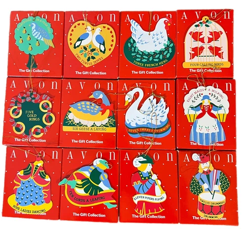 Vintage 12 Days Of Christmas Ornaments Avon The Gift Collection Complete Set
