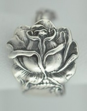 Solid 925 Sterling Silver Rose Flower Floral Adjustable Spoon Ring