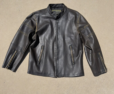 ジャケット・アウター vintage grey leather motor cycle coat 50s Harley Davidson Travel Mate Vintage Leather Jacket Steerhide