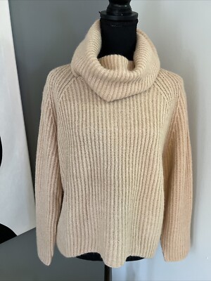 NWT J CREW Point Sur wool & mohair blend Cowl turtle neck sweater XS Peachy Pink