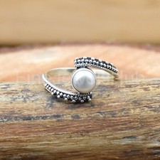 Pearl Ring, 925 Sterling Silver ring, Pearl Band Ring Handmade Ring For Her Gift