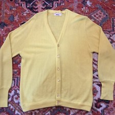 Vintage Yellow Men  s Cardigan Sweater Jockey Alexander Shields 80s