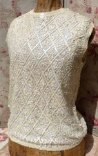 TUNIQUE VINTAGE brodée de sequins sur tulle vers 1950/ 1960