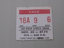 Vtg 1976 Eric Clapton Concert Ticket Stub San Diego Sports Arena November 20th