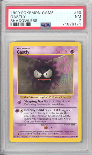 PSA 7 - Carte Pokemon - Base 50/102 - GASTLY (commun) *Sans ombre* - Neuf dans sa boîte - Photo 1/2