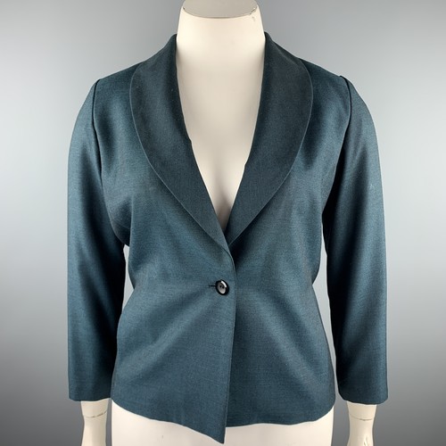 Vintage LANVIN Size 12 Emerald Wool Shawl Collar B