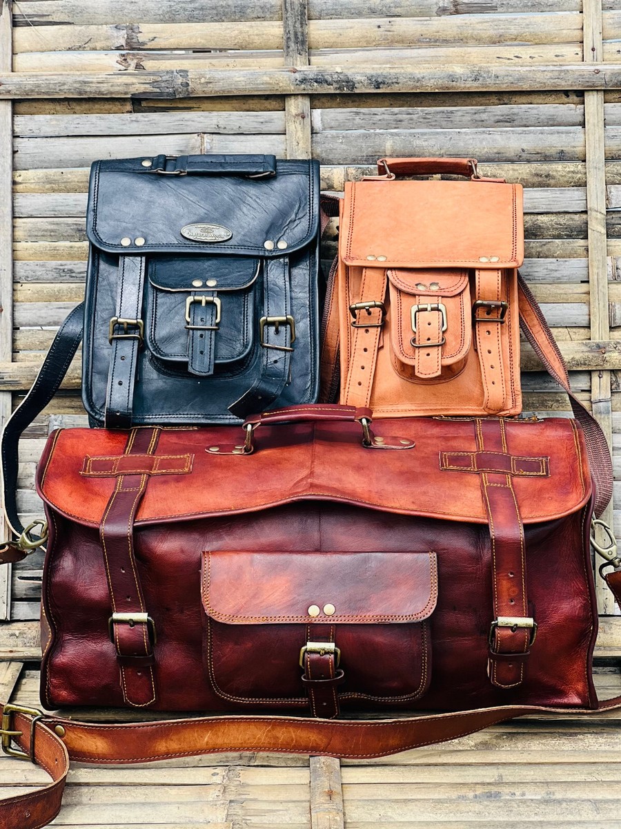 Sac en cuir véritable week-end duffel hommes vintage voyage