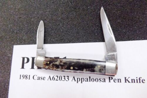 1981 Case 2 Blade Appaloosa Pen Knife A62033 Bone Handled Pocket Knife Excellent