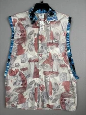 RP4LF Women's Surf Top OSFA Woven Rag Surfsup Sleeveless Hawaiian Oversized 4003