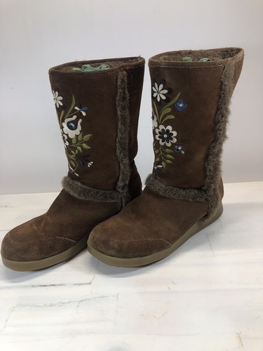 Y2k Fur Report Fairy Grunge Suede Boots - Embroidered Front Size 8.5 Fur Lined - Picture 3 of 8