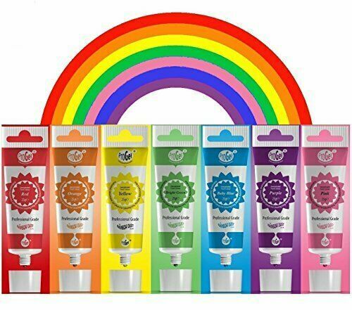 x7 REGENBOGEN Staub ProGel 25g essbare Lebensmittelfarbe Sugarcraft Zuckerpaste Kuchen Dekor - Bild 12 von 12