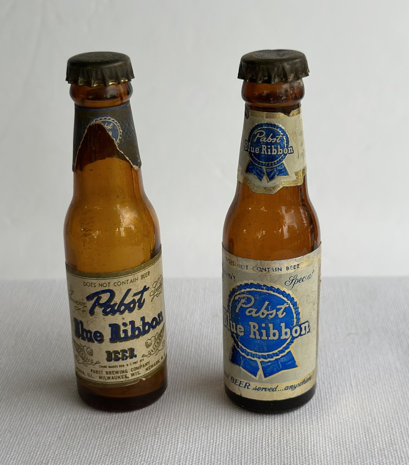 Miniature 50’s Pabst Blue Ribbon Beer Bottles Advertising Premium 4 1/2 ...