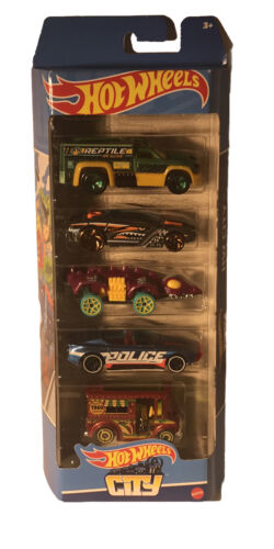 2023 Hot Wheels City 5 Pack Alpha Pursuit Bread Box Rescue Duty Gangster Hog