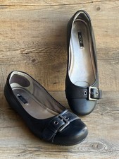 Ecco Woman's Size 8 -8.5 / EUR 39 Black Wedge Heels Shoes NICE CLEAN LEATHER