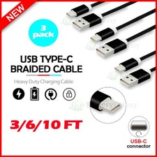 3Pack 3/6/10Ft USB to Type-C Cable Fast Charger Charging Data Sync Cord