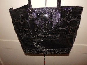 navy blue patent leather handbag