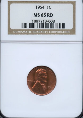 NGC - Wheat Cent - 1c - 1954 - MS-65 - RD