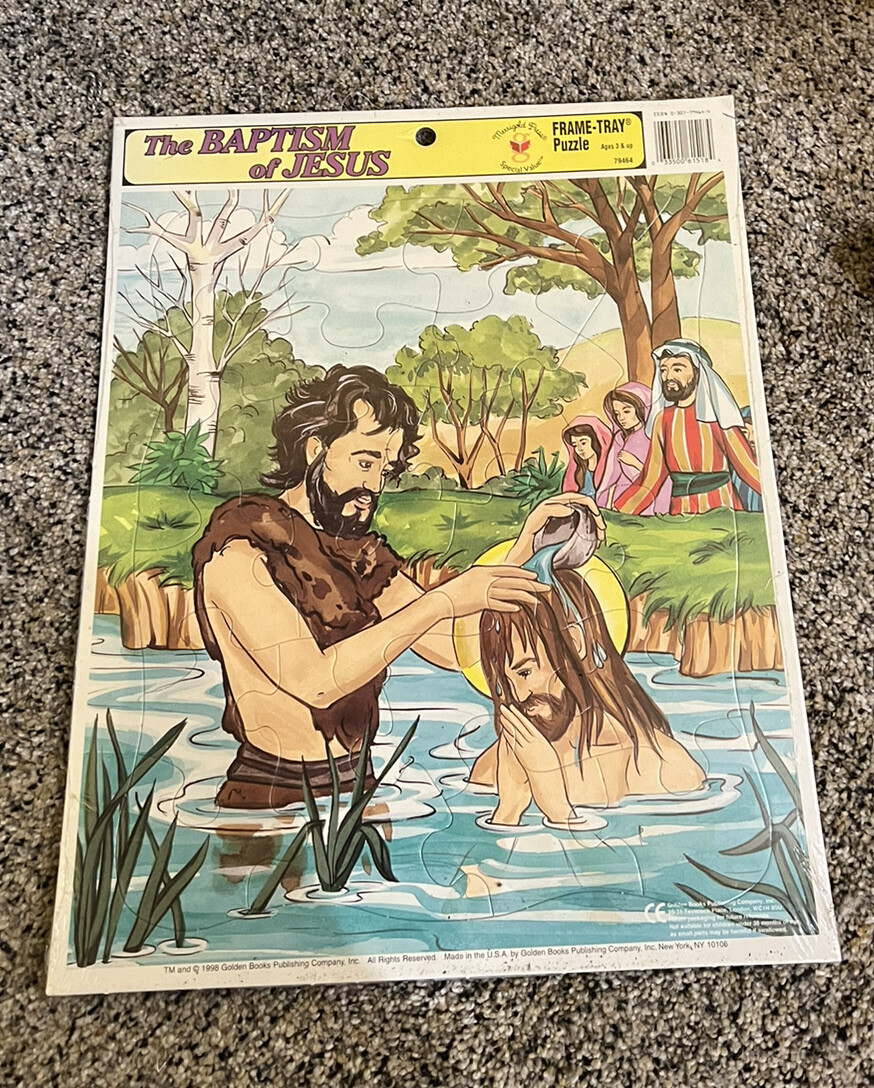 Jesusページ New Sealed The Baptism Of Jesus Puzzle 1998 Golden Books Fran Tray