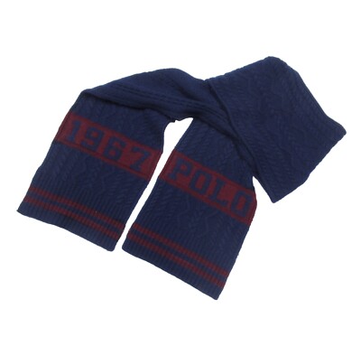 小物 90s Polo Ralph Lauren scarf Polo Ralph Lauren Navy/Red POLO 1967 Graphic Chunky Knit Wool