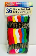 BNWT J&P COATS Embroidery Floss 36 SKEINS BASIC PACK 8.75 YARDS 6-STRAND COTTON