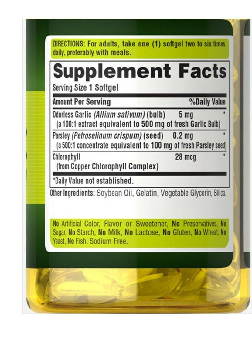 Garlic & Parsley Odorless 250 Softgels Cholesterol Health Pills