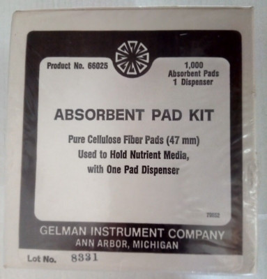 Gelman Pall 66025 Absorbent Pad Kit 47mm 1000 pads 1 dispenser