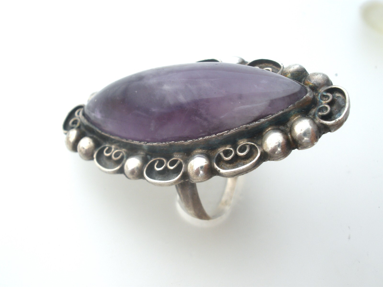 Mexican Amethyst Ring Statement Sterling Silver L… - image 2