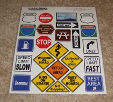Creative Imaginations 8x10 Sticker Sheet ~ Road Signs