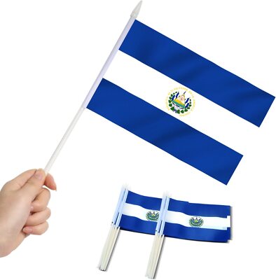 Anley El Salvador Mini Flag 12 Pack - Hand Held Small Miniature Salvadoran Flags