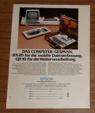 Rara Pubblicità EPSON HX-20 Computer Eroe Manuale QX-20 Computer Ufficio 1983