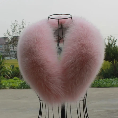 Winter Real Fur Collar Natural Pink Scarf Women Wraps Neck Luxury Scarves Shawl - Picture 15 of 47