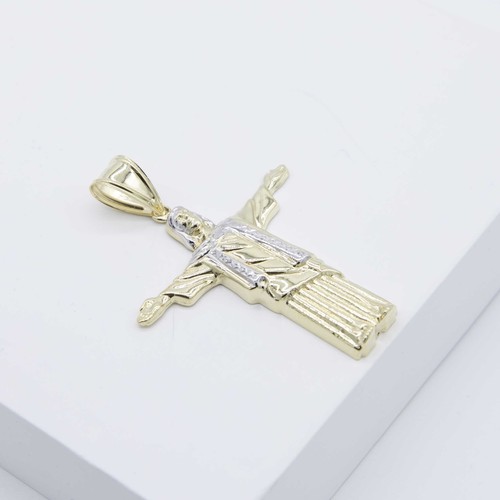 2 1/2" Jesus Christ Christ the Redeemer Pendant Real 10K Yellow White Gold - Picture 6 of 7