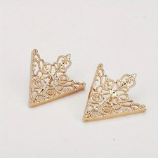 Vintage Style Gold Tone Metal Collar Tips 1 Pair Filigree Shirt Corner Clips