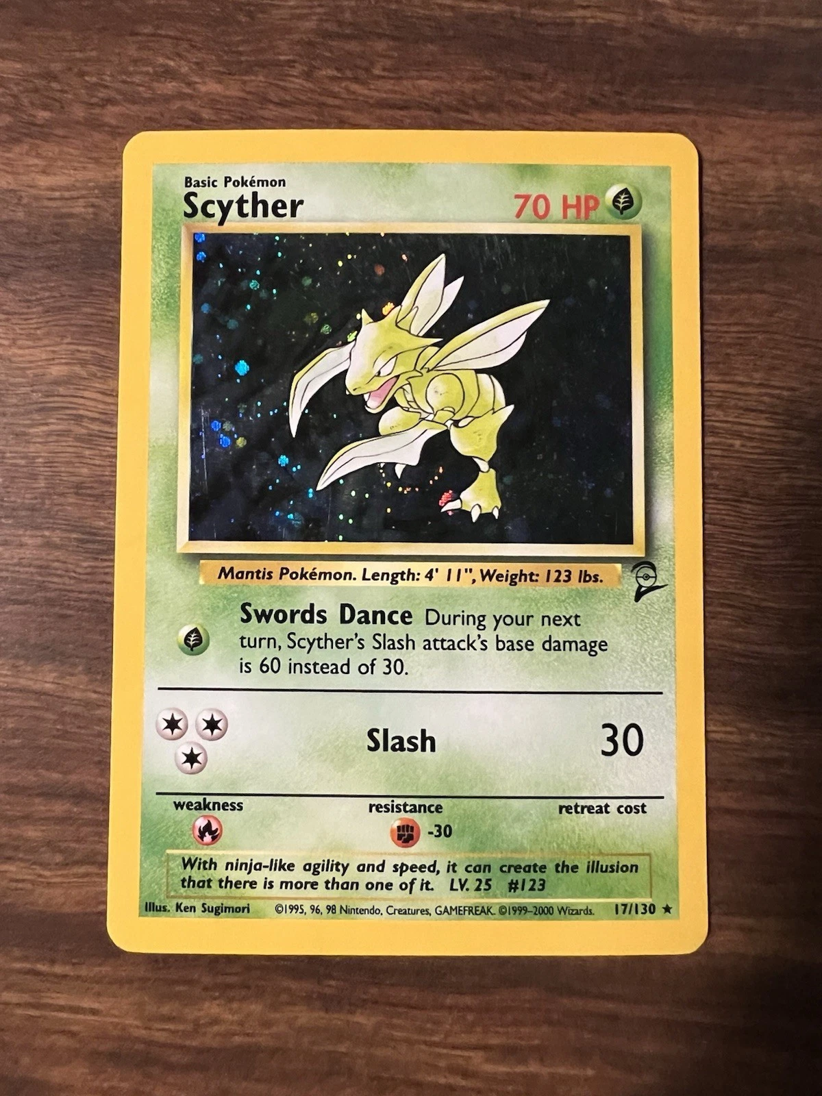 Deal for Scyther #17/130 Holo Rare Pokemon Base Set 2 Vintage WOTC