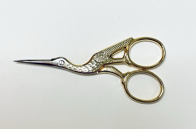 VINTAGE STORK EMBROIDERY SCISSORS 3-1/2  GOLD TONE BACK STREET DESIGNS ITALY