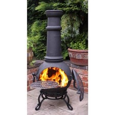 Cast Iron Chiminea Patio Heater BBQ Chimenea Combined Cast Iron Barbeque BLACK