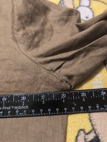 Dana Buchman Women’s Size 12 Brown 100% Linen Blouse Button Up Embroidered Boho - Picture 6 of 7