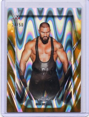 2026 Topps Chrome WWE #93 Bron Breaker Gold Wave Refractor /50