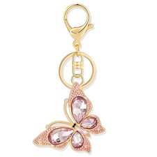 Rhinestone Butterfly Keychain for , Cute Crystal Diamond Butterfly Key Chain ...