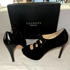 (NEW-in-Box) TALBOT'S ERICA2 Black Suede Lace-Up Heels (Size 8 M) with Box