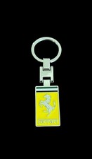 Keychain For Ferrari W Key Ring 2-sided Silver Yellow Logo Key Chain Keychain For Ferrari W Key Ring 2-sided Silver Yellow Logo Key Chain