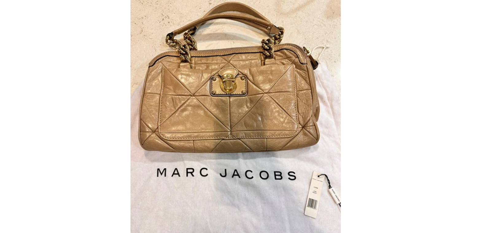 Authentic Marc Jacobs Ines Patchwork Tan Beige Pe… - image 5